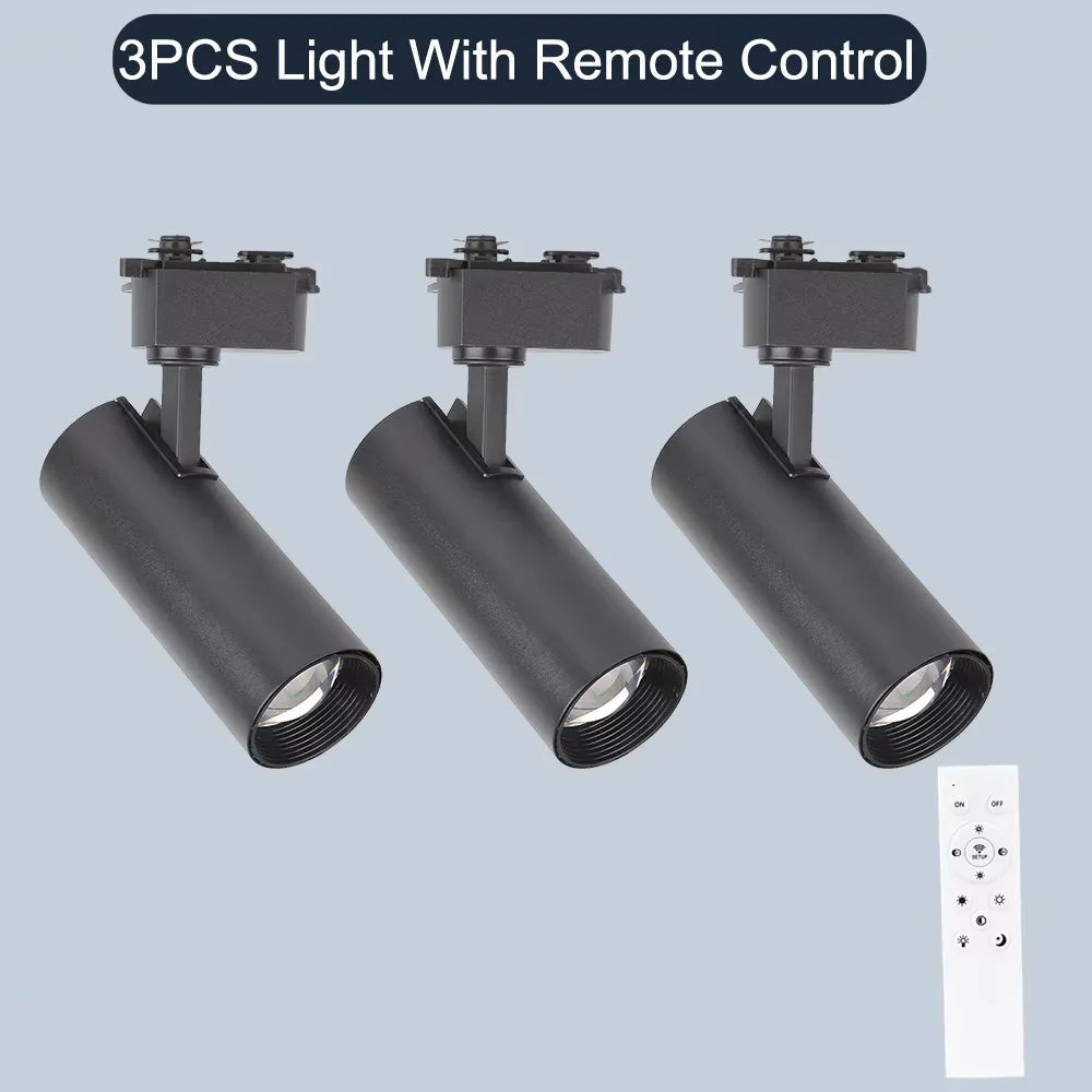 Remote Control Set LED Track Light Dimmable Ceiling Spotlight Rail Light Led Track Rail Spotlight Clothing Store Ceiling Lights