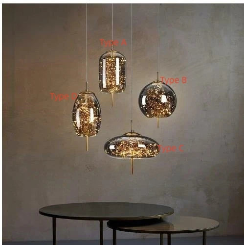 Nordic Luxury Creative Pendant Light Art Glass Minimalist Dining Table Lamp Bar Counter Influencer Bedside Dining Room Lighting
