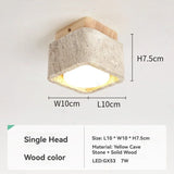 Square Yellow Travertine LED Recessed Ceiling Light - No Main Lamp Grid Spotlight Fixture for Living Room, Bedroom & Hallway