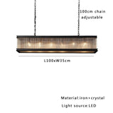 Home-appliance Classic Black Crystal Glass Bar Chandeliers Luxury Rectangle Hanging Lamp for Dining Room Decoration 2025 Lights