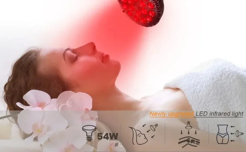 18pcs Red Lights Lamp Therapy Holder 360° Adjustable Clamp 660&amp;850nm Infrared Combo Bulb for Relief and Recovery Skin Care Pain