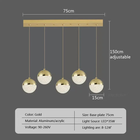 Nordic LED Dining Chandelier Creative Simple Acrylic Half Ball Indoor Pendant Lamp for Restaurant Aisle Corridor Pendant Lamp