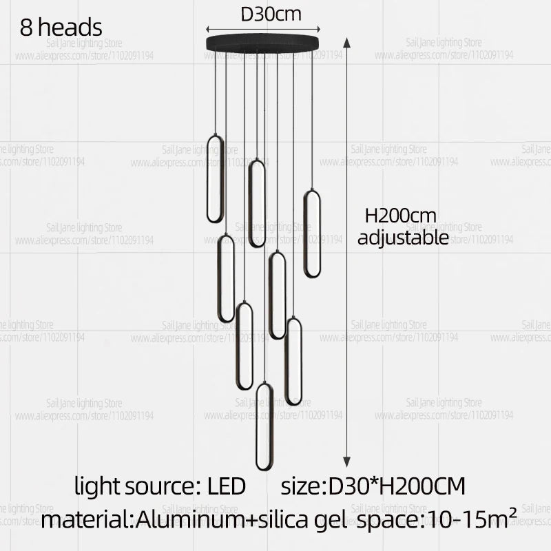 Minimalist Chandelier Nordic Hanging Modern LED Pendant Light Living Room Restaurant Villa Loft Ceiling Staircase Pendant Light