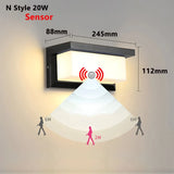 Sports Radar Voice Sensor Wall Light LED Outdoor Waterproof Wall Light 20W AC85-265V IP65 for Porch Balcony Courtyard