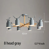 Log chandelier living room bedroom ceiling pendant light fixtures kitchen ceiling lighting deer design e27 light
