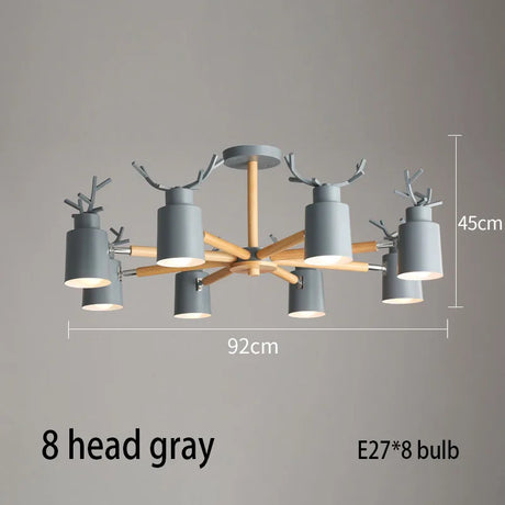 Log chandelier living room bedroom ceiling pendant light fixtures kitchen ceiling lighting deer design e27 light