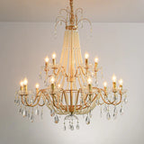 French Candle E14 Led Chandelier Villa Stairs Pearl Crystal Led Pendant Lights Hotel Art Decor Suspend Light Led Luminarias