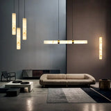 Elevate Your Dinning Room With Our Marble Cylinder Led Pendant Light Dimming Function White Linear Alabaster Gold Silver