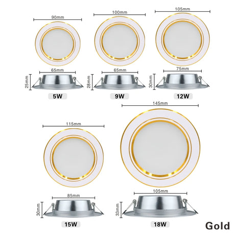 10pcs/lot 5W 9W 12W 15W 18W Led Downlight 220V Ceiling Light Recessed Down light Round Panel Light Cold Warm white LED Spotlight