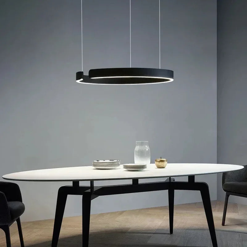 Nordic Designer Round LED Pendant Light - Modern Chandelier for Dining Room