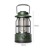 Portable Retro Camping Lantern Emergency COB Camping Light Waterproof Lightweight Tent Lamp with Hook for Outdoor Hiking BBQ