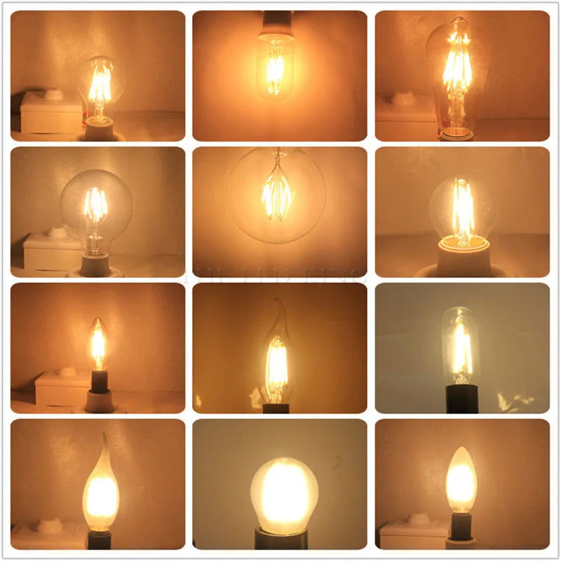 LED Candle bulb C35 G45 ST64 T25 vintage lamp E14 LED E27 A60 220v LED Globe 4W 6W 8W 12W Filament Edison LED Light Bulbs