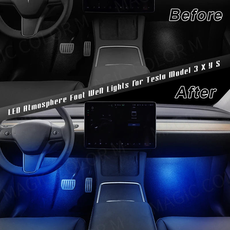 Ultra-Bright LED Interior Lights for Tesla Model 3 / Y / S / X - Footwell & Puddle Lamp