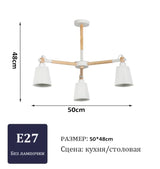 Modern solid wood living room pendant lamp E27 ceiling lamp bedroom ceiling pendant lamp hotel restaurant interior lighting bulb