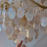 Luxury Shell Hanging Lamp for Ceiling French Living Room Pendant Light Bedroom Crystal Chandelier Home Decorations Luster LED