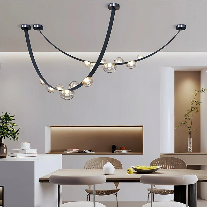 Simple Leather Design Led Pendant Lamp Home Decor Chandeliers Lighting Suspension Luminaires for Living Room Villa Lustre Salon