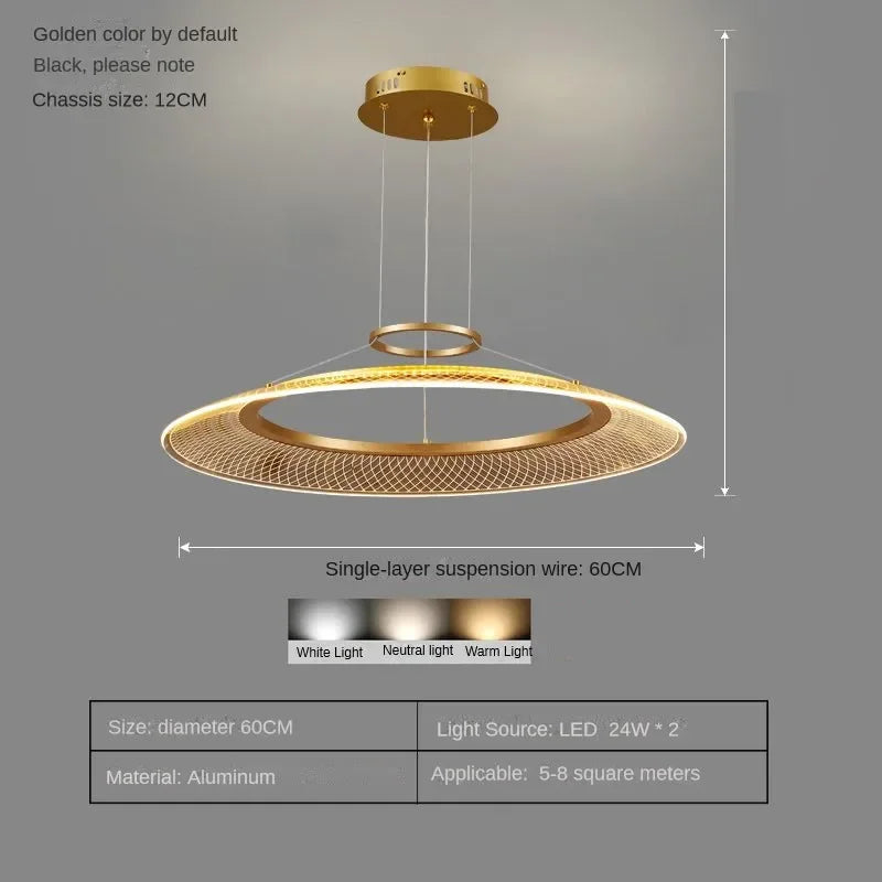 Modern LED Screw Living Room Chandelier Luxury Ring Villa Pendant Lamp Atmosphere Kitchen Island Art Decoration Lighting Fixture