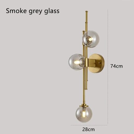 3 Heads Blue Glass Ball Postmodern Wall Lamp For Bathroom Living Room Bedside Sconce Light Fixtures House  Decoration Lighting