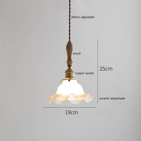 Butterfly Ceramic LED Pendant Lamp Beside Wooden Handle Copper Socket Home Decors Bedroom Dining Living Room Light Hang lamp