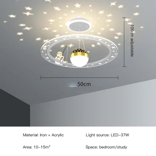 Modern Creative Star Children's Room LED Chandeliers for Bedroom Study Design Ring Lamp Home Decors Cartoon Warm Lighting Fixture