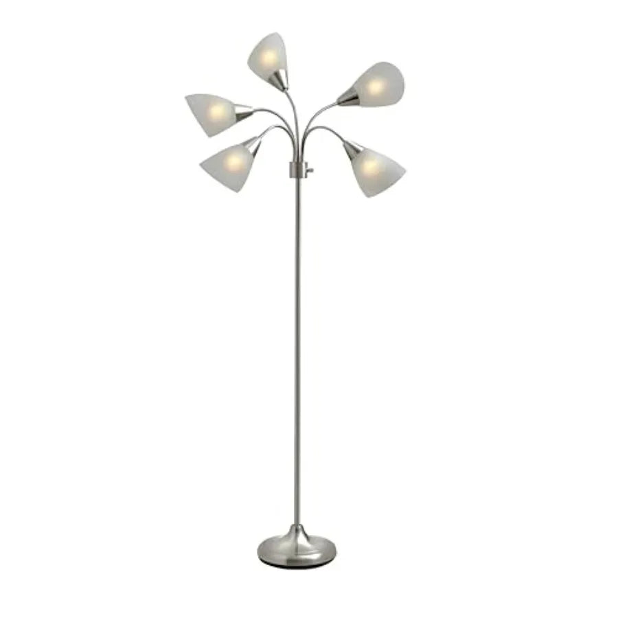 Floor Lamp with 5 Movable Shades and Adjustable Brightness Perfect Lighting for Bedroom Decor, Beauty and Art Studio
