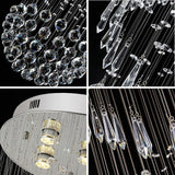 Luxury Vertical Crystal Ball Raindrop Chandelier Polished Stainless Steel Ceiling Plate Long Suspension Light For Stairwell Loft