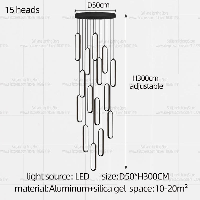 Minimalist Chandelier Nordic Hanging Modern LED Pendant Light Living Room Restaurant Villa Loft Ceiling Staircase Pendant Light