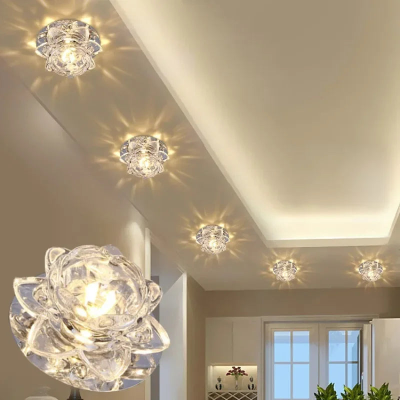 Crystal Spotlight LED Ceiling Light Embedded Living Room Downlight Cei ...