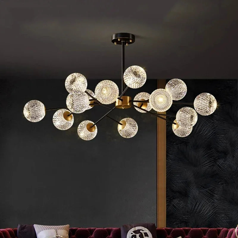 2026 for Nordic LED crystal spherical ceiling chandelier for dining living room bedroom luxury main light simple indoor