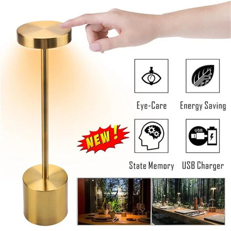 Simple Table Lamp USB Rechargeable Cordless Table Lamp Restaurant Bar Retro Night Lamp Portable Rechargeable Touch Table Lamp