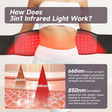 Red Light Therapy With Infrared LED Hot Compress Massage Belt Back Waist Therapy Belt To Relieve Pain Promote Blood Circulation