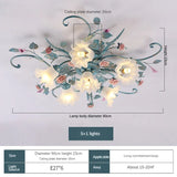 Romantic Rose Flower Ceiling Lamp Pastoral Style Glass Flower Ceiling Chandelier For Bedroom Living Room Art Attic LED Lighting