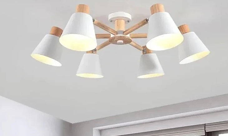 Modern solid wood living room pendant lamp E27 ceiling lamp bedroom ceiling pendant lamp hotel restaurant interior lighting bulb