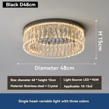 Modern Round Crystal Ceiling Light for Living Room Dining Room Bedroom Study Gold Minimalist LED Indoor Decor Ceiling Lamp