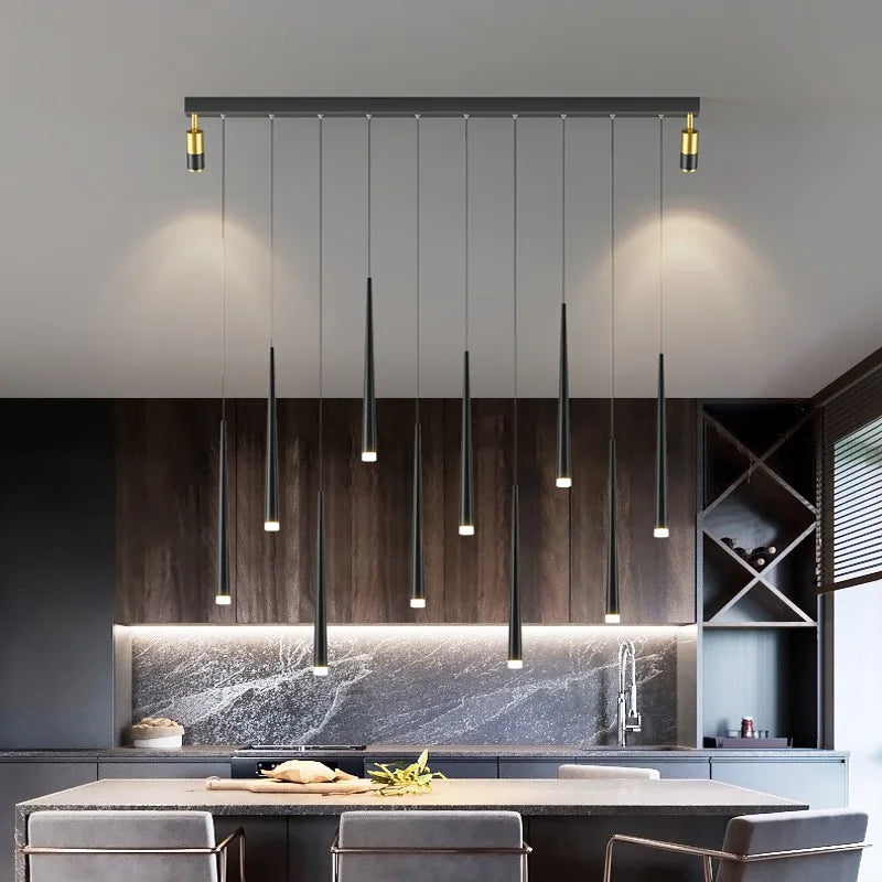 New Simple Long Strip With Spotlight Pendant Lamp Modern Chandeliers For Living Dining Room Bedroom Hall Indoor Lighting Fixture