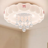 Children's Room Cloud Ceiling Light Pink Bow Crystal Cloud Lamp LED Cream Style Nursery Baby Room Boy Girl Bedroom Ceiling Lamps