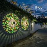 Colorful Mandala Lantern LED Solar Light Outdoor Projection Wall Lamp for Garden Terrace and Stair Lighting Courtyard Backyard