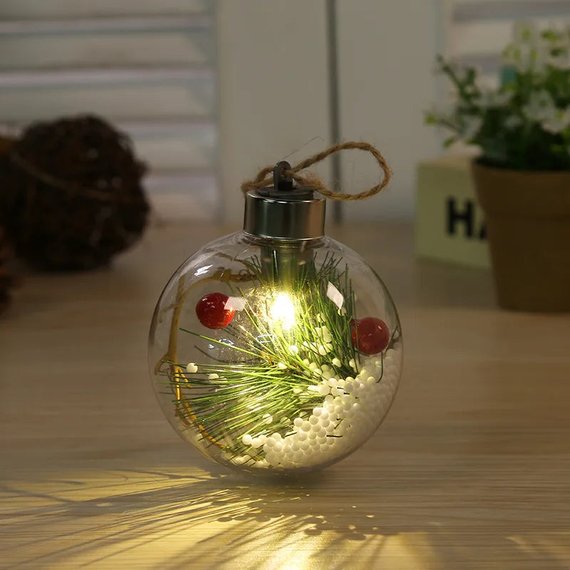 Pet 8cm Simulation Interior Christmas Pendant Transparent Led Warm White Light Christmas Ball For Holiday Party New Year 2025