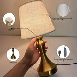 Nordic retro style desk lamp with fabric lampshade - USB powered dimmable night light, perfect for bedroom, study, and home deco