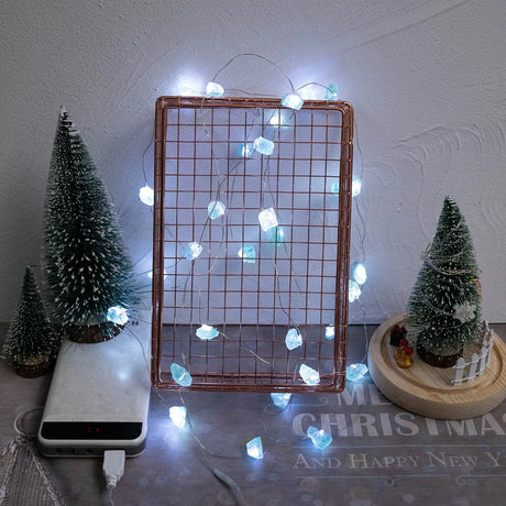 3m Natural Rose Quartz Raw Stone Crystal Lamp Healing Gemstone Amethyst Rough Stone Festival Led String Light Home Decoration