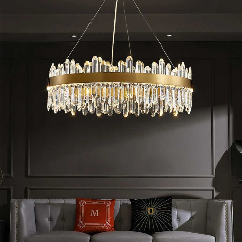 Modern Smoke Grey Crystal Chandelier Lighting Luxury Led hanging lamp for Dining Table Living Room Bedroom Home Decor lustre