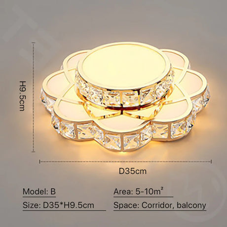 Fashion Flower Crystal LED Aisle Ceiling Chandelier Lamps Gold Plat fonier For Corridor Lustre Corridor Balcony Entrance lighting