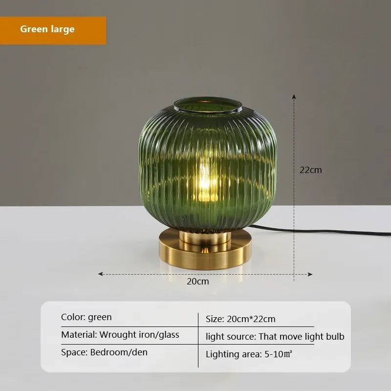 Retro Glass Table Lamp Pumpkin Ball Desk Light For Restaurant Study Living Room Bedside Hotel Villa Home Decors Luster&#39;s Lamp