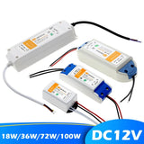 12V Power Supply Adapter 110V 220V to 12V Lighting Transformer 100W 72W 36W 18W DC12 Volts Source LED Driver for LED Strip Light