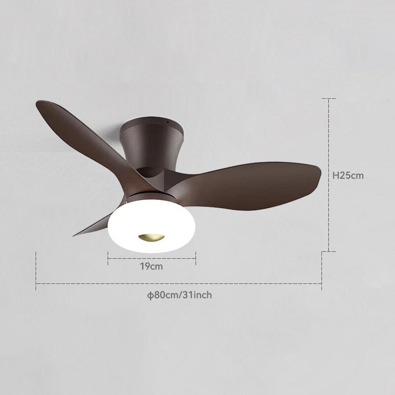 New Nordic bedroom fan light ultra-thin frequency conversion mute restaurant ceiling fan light children&#39;s room bedroom fan lamp
