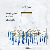 Luxury Classic Blue Crystal LED Hanging Lamp Lustre Chandelier Lighting Fixture For Living Room Kitchen Room Decoration Lighting