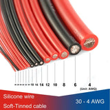 Electrical Wire Red Black Heat Resistant Silicone Cable 24 22 20 18 16 14 12 10 8 6 4 awg gauge for Car Auto Battery
