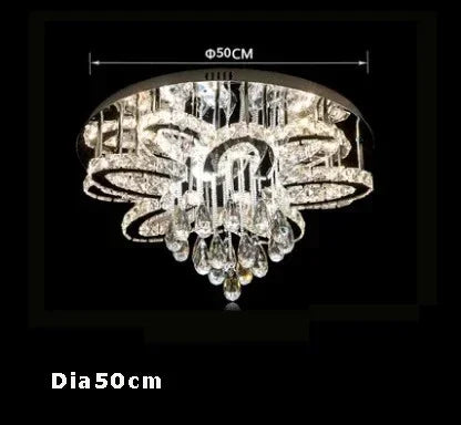 Modern living room infinitely adjustable smart crystal lamp circular LED lamp bedroom and dining room ceiling lamp