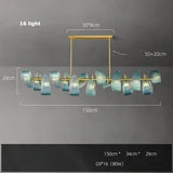 Modern Blue Glass LED Pendant Light Designer for Living Room Bedroom Dining Table Indoor Lighting Fixtures with Glossy Finish