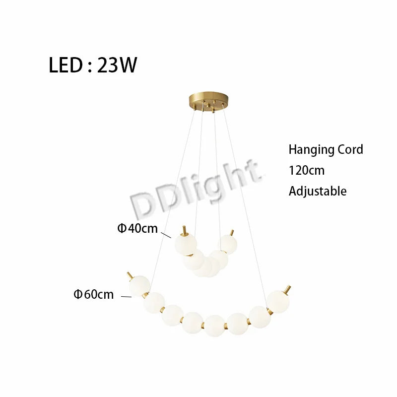 2025 Modern Magic Bean LED Ceiling Chandeliers All Copper White Ball Lustres Hanging Lights Home Decor Suspension Light Fixtures